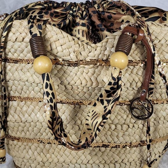 Style & Co. Handbags - Style & Co. Cheetah Print Straw Tote Bag